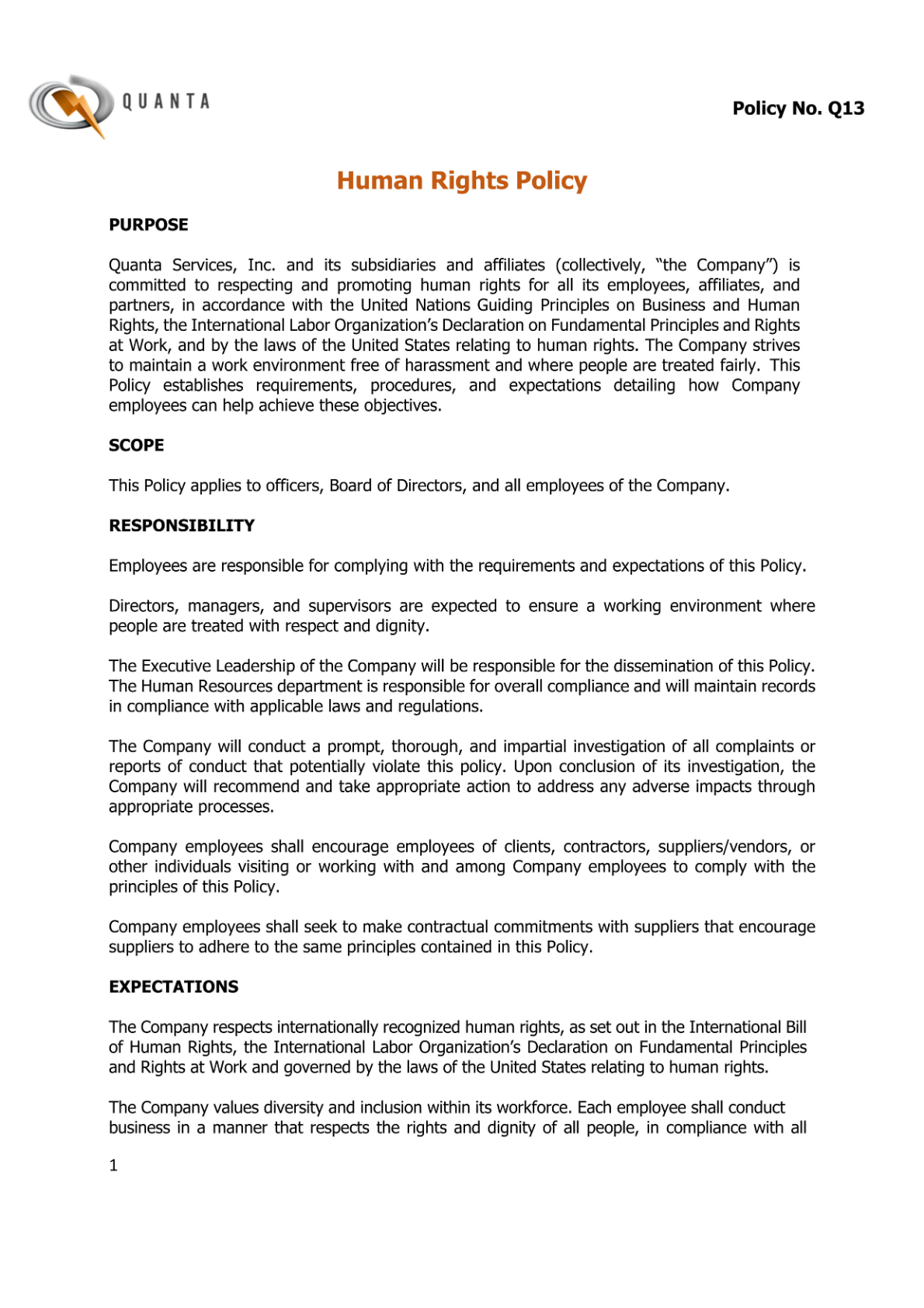 Human Rights Policy